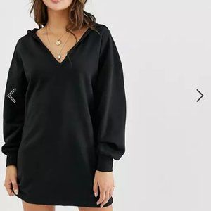 Deep V Hoodie Sweat Dress